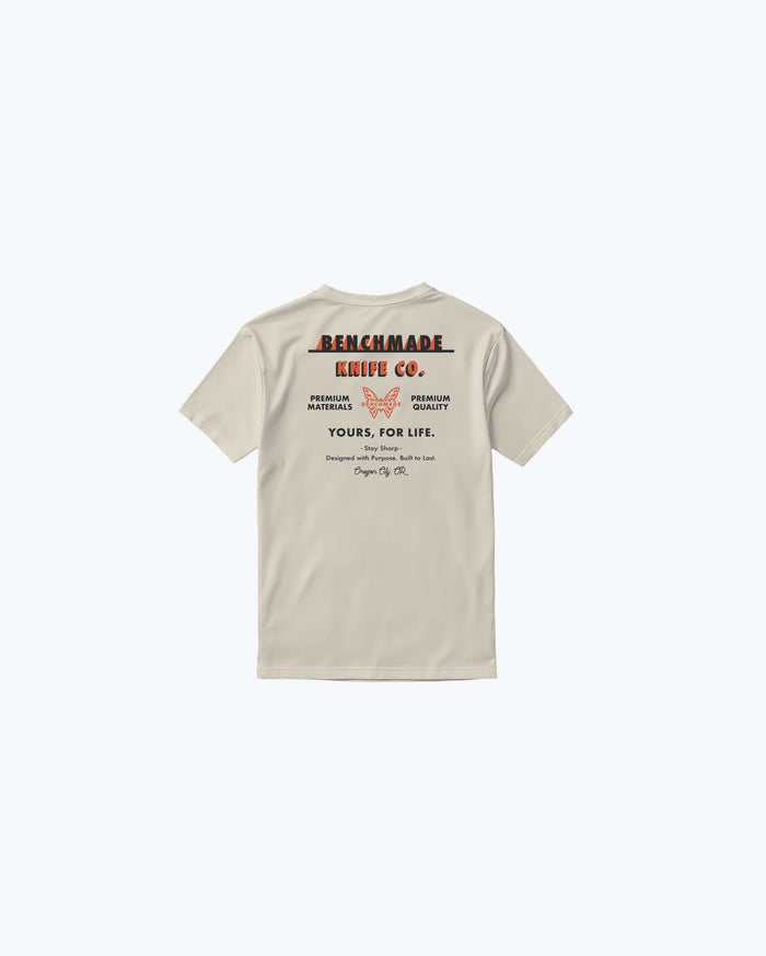 Cream Benchmade Knife Co Tee - Back View Heritage Graphics | Benchmade Knife Co.