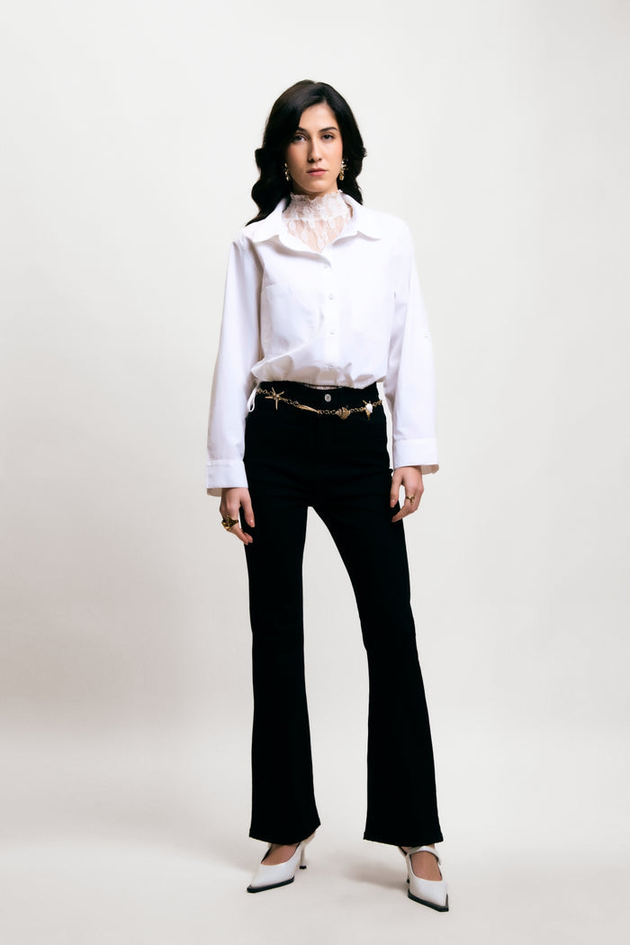 Black High-Rise Bootcut Jeans for Women
