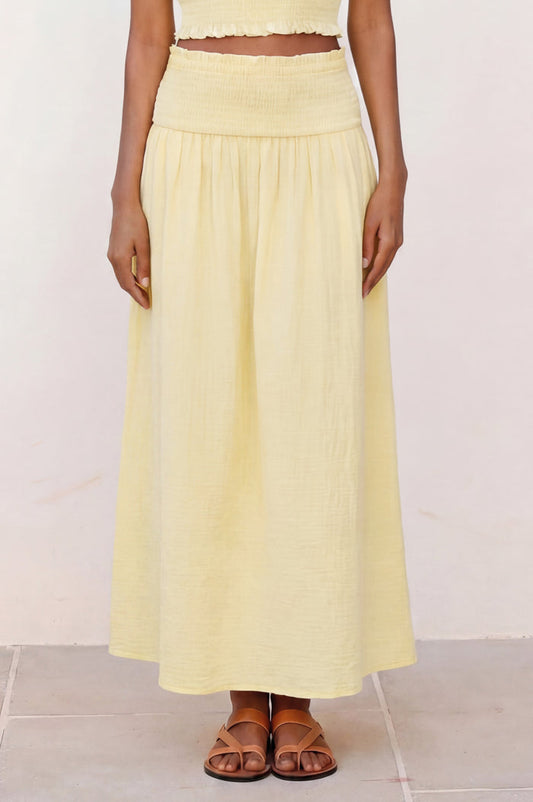 Brady Organic Cotton Cheesecloth Skirt | Soft Yellow