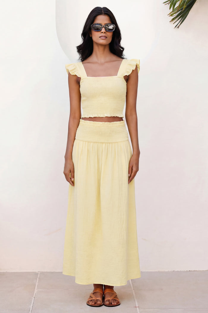 Brady Organic Cotton Cheesecloth Skirt | Soft Yellow