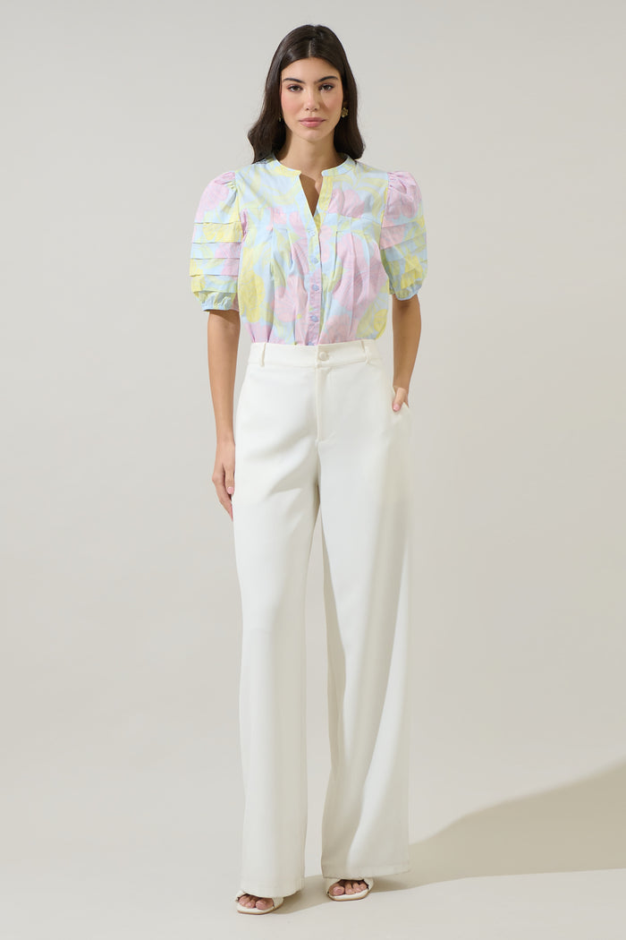Brisa Floral Court Button Down Top
