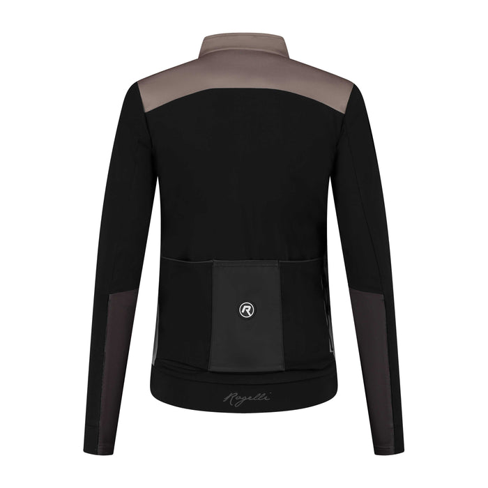 Rogelli Cadence fietsjack dames taupe achterkant.