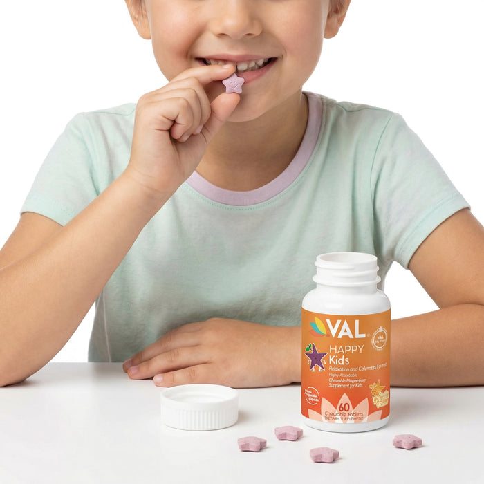 Calm, Focus & Relaxation Sugar-Free Chewable Magnesium for Kids | 60 Tablets | VAL Happy Kids | Star Grape