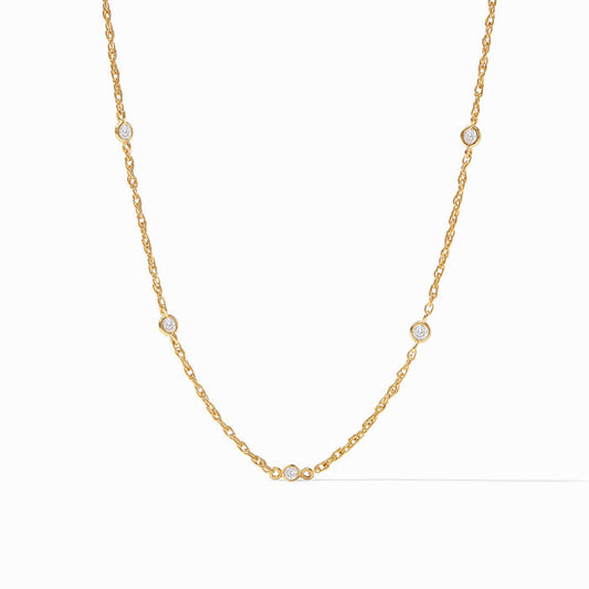 Celeste Delicate Station Necklace Cubic Zirconia Gold