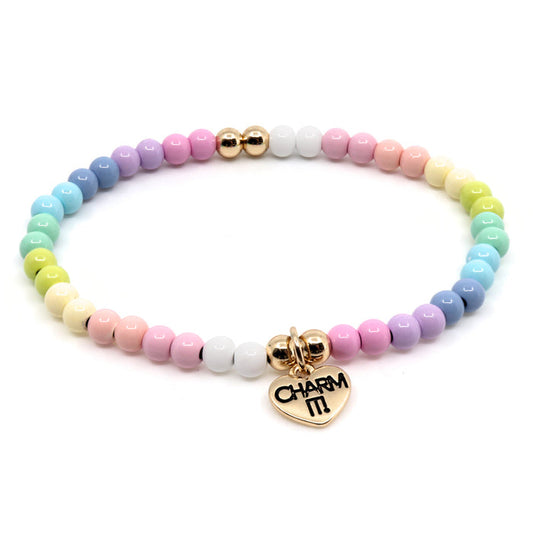 Charm It! Gold Pastel Heart Stretch Bracelet