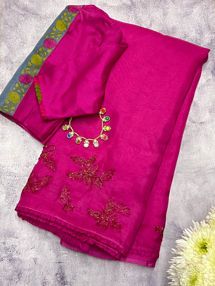Chidiya organza saree