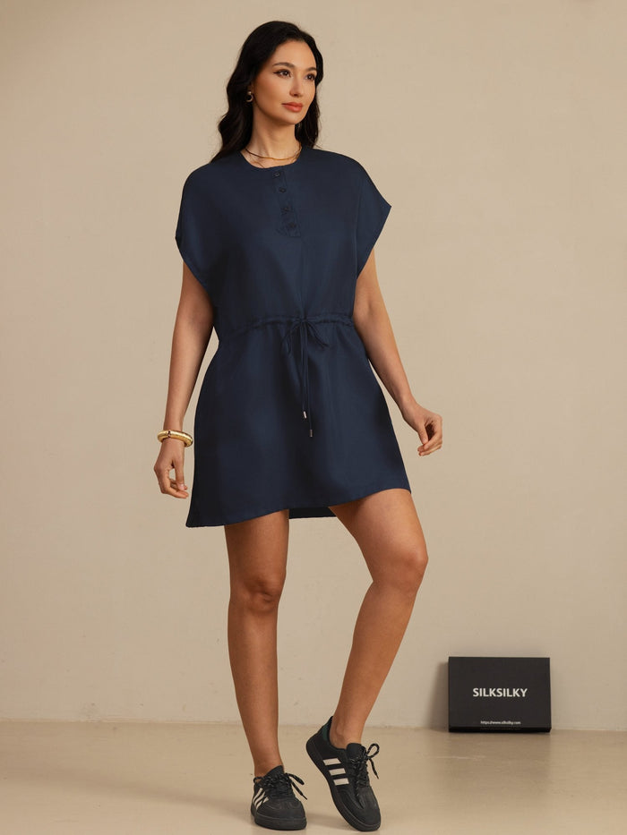 [Dark Blue] SilkSilky  Cap Sleeve Dress 007
