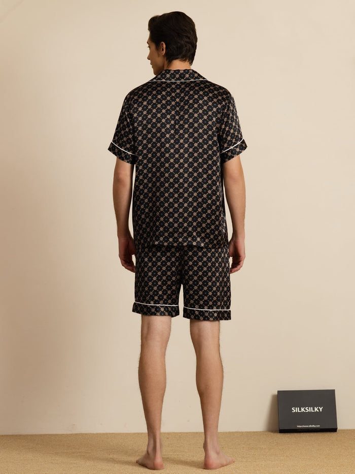 [Black Chain] SilkSilky  Short Sleeve Lapel Collar Men's Pajamas 002