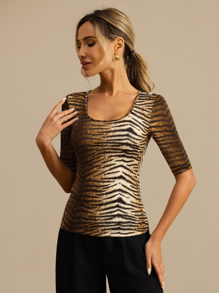 [Tiger] SilkSilky  Half Sleeve Women's T-Shirt 003