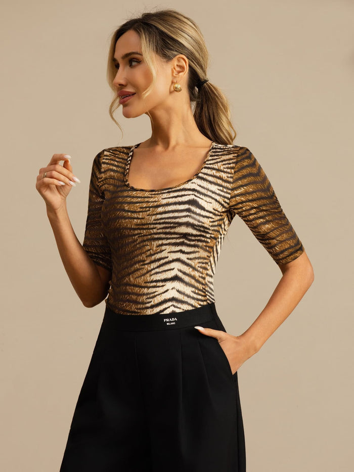 [Tiger] SilkSilky  Half Sleeve Women's T-Shirt 005