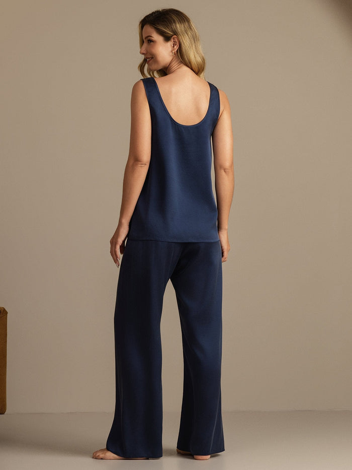 [Dark Blue] SilkSilky  Sleeveless Women's Pajamas 002