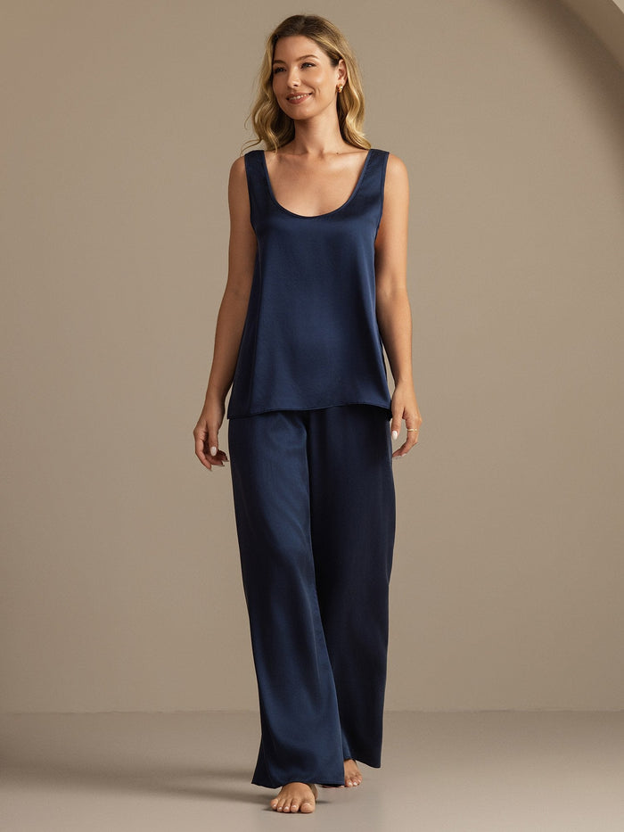 [Dark Blue] SilkSilky  Sleeveless Women's Pajamas 006