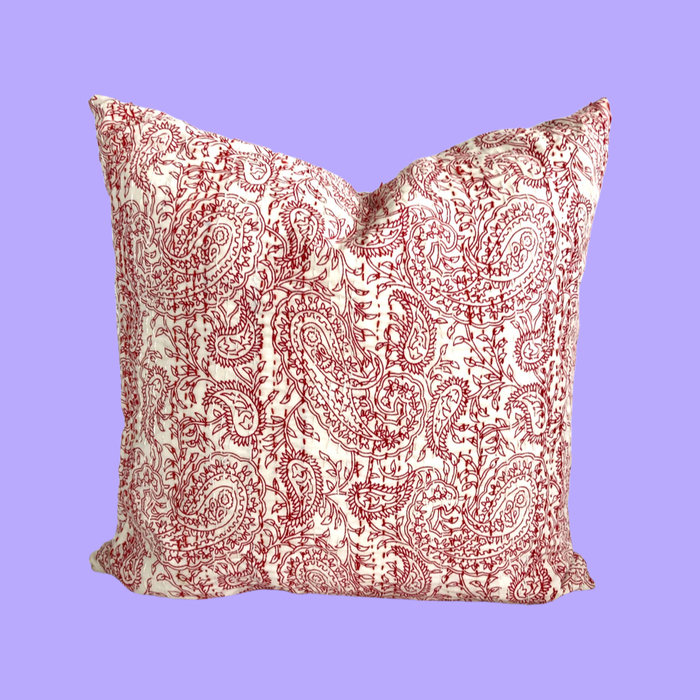 16" square / Red & White Paisley