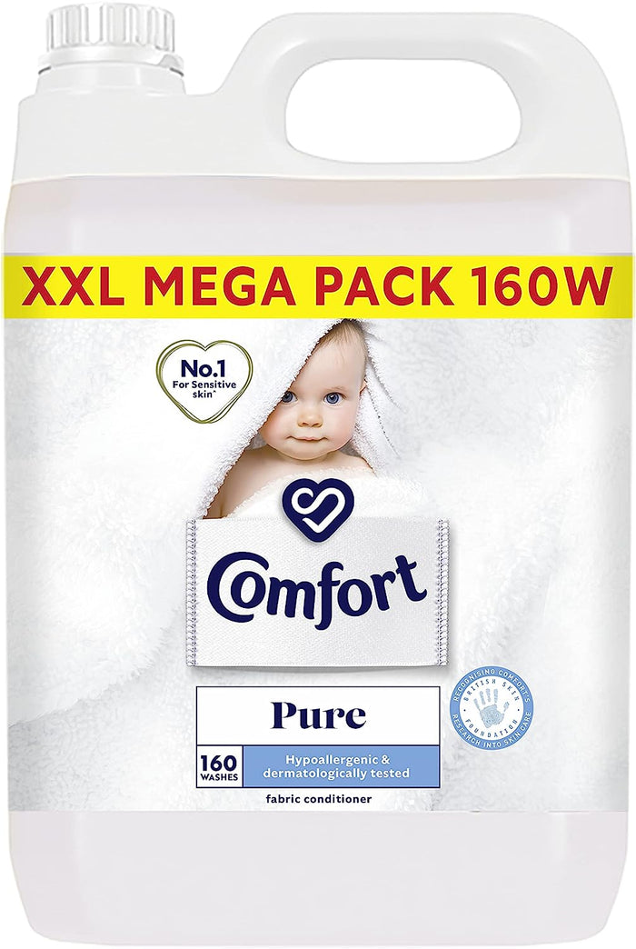 Comfort Pure Fabric Conditioner dermatologically tested gentle next to sensitive skin,160 Washes, 4.8 Litre - Shoppers-kart.com