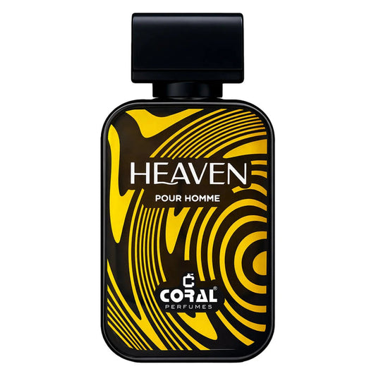 Bin Kamal Perfumes Coral Heaven Pour Homme EDP 100ml bottle with elegant design and vibrant coral accents.