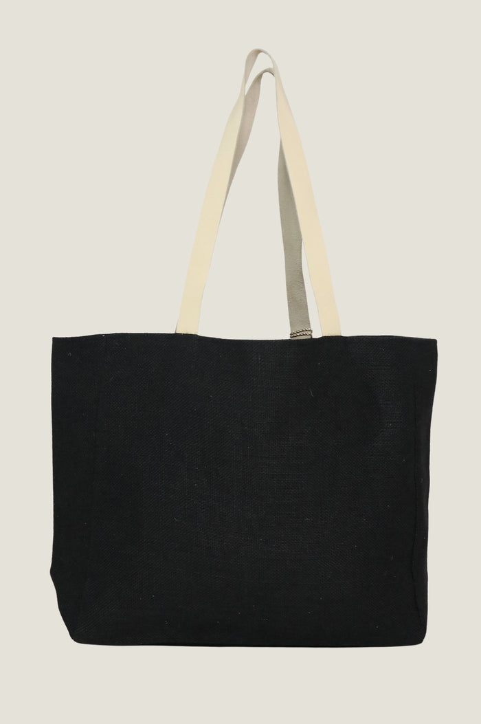 Coral Jute Beach Bag | Black/ Gold - Aspiga