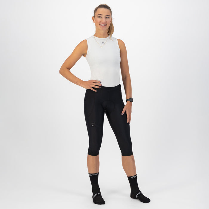 Rogelli Core driekwart fietsbroek dames zwart gedragen totaalshot