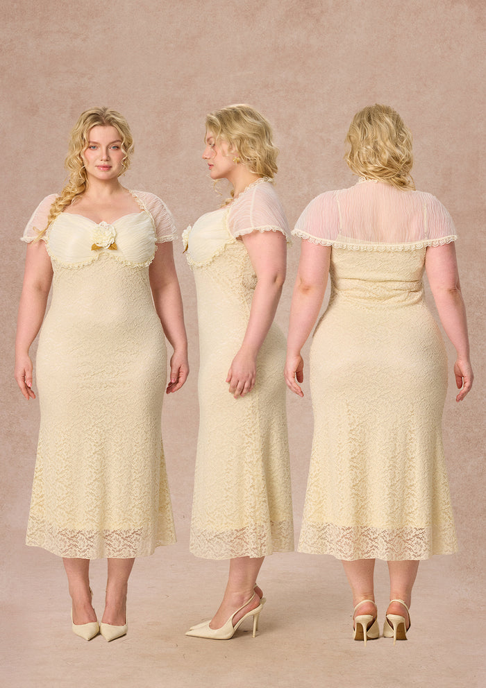 Curve&Plus Cream Letter Dress