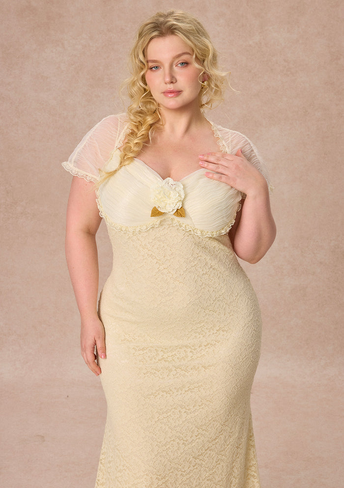 Curve&Plus Cream Letter Dress