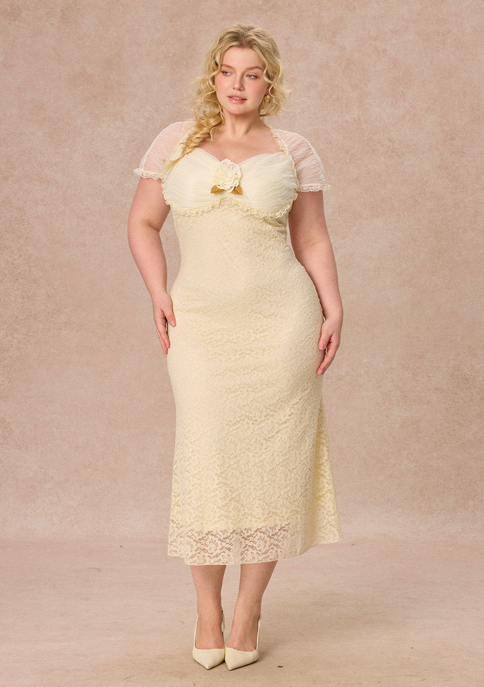 Curve&Plus Cream Letter Dress