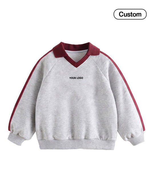 Custom Boys Sweatshirt - Polo Collar Side Stripe - Personalized