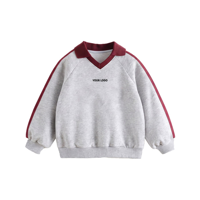 Custom Boys Sweatshirt - Polo Collar Side Stripe - Personalized