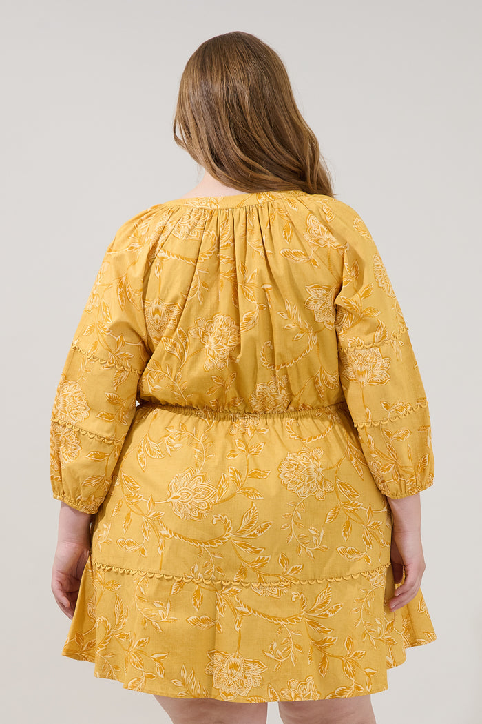 Dabria Split Neck Mini Dress Narobi Floral Curve