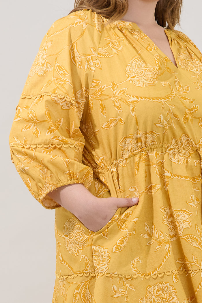 Dabria Split Neck Mini Dress Narobi Floral Curve