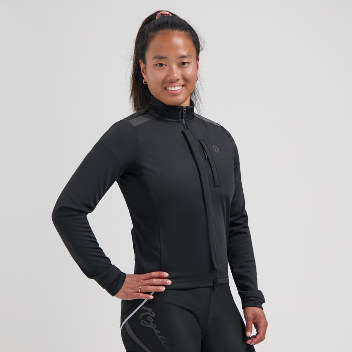 Rogelli Deep Winter fietsjack dames zwart gedragen voorkant.