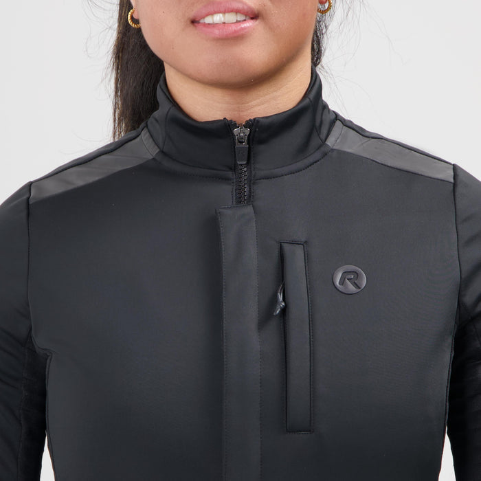 Detail van Rogelli Deep Winter fietsjack dames zwart voorkant.