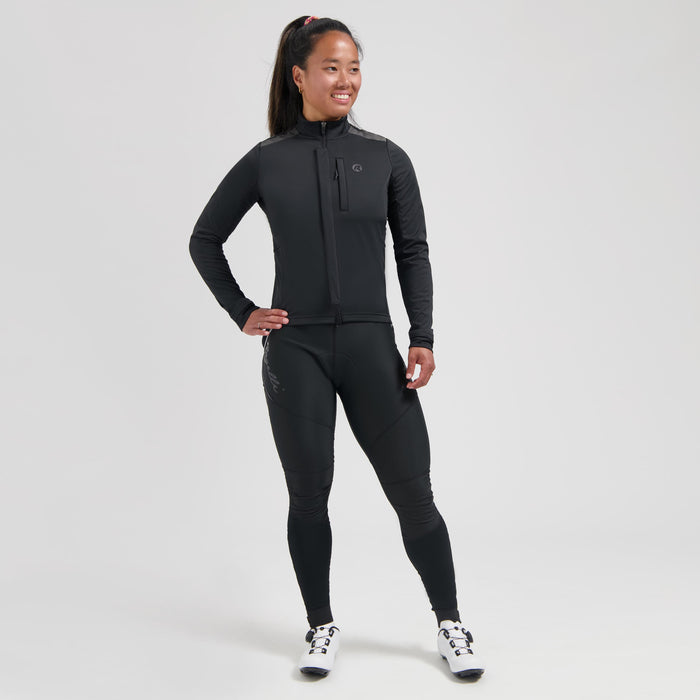 Rogelli Deep Winter fietsjack dames zwart gedragen totaalshot.