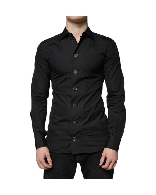Dolce & Gabbana Black Cotton Formal Long Sleeves Dress Shirt