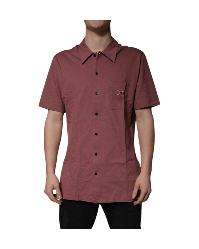 Dolce & Gabbana Dark Pink Button Down Casual Polo Men Shirt