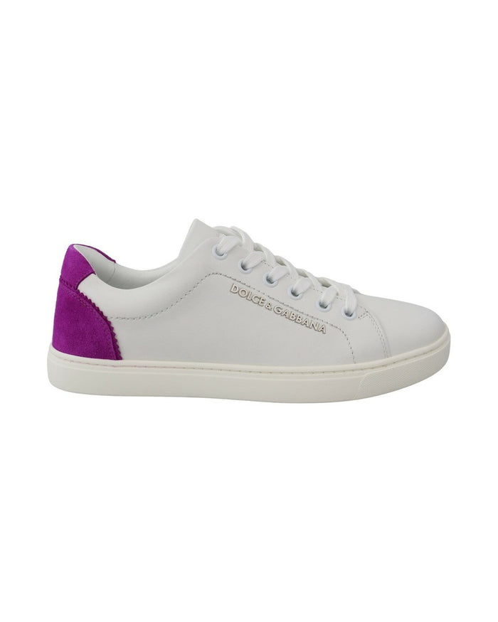 Dolce & Gabbana White Suede Leather Low Top Sneakers Shoes