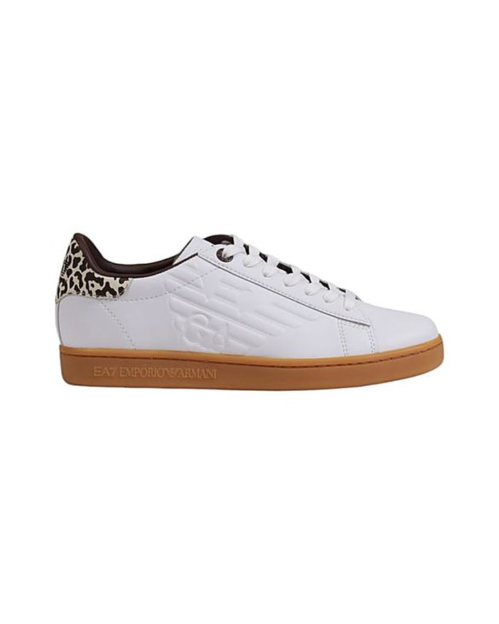EA7 Emporio Armani Beige Leather Low Top Sneakers