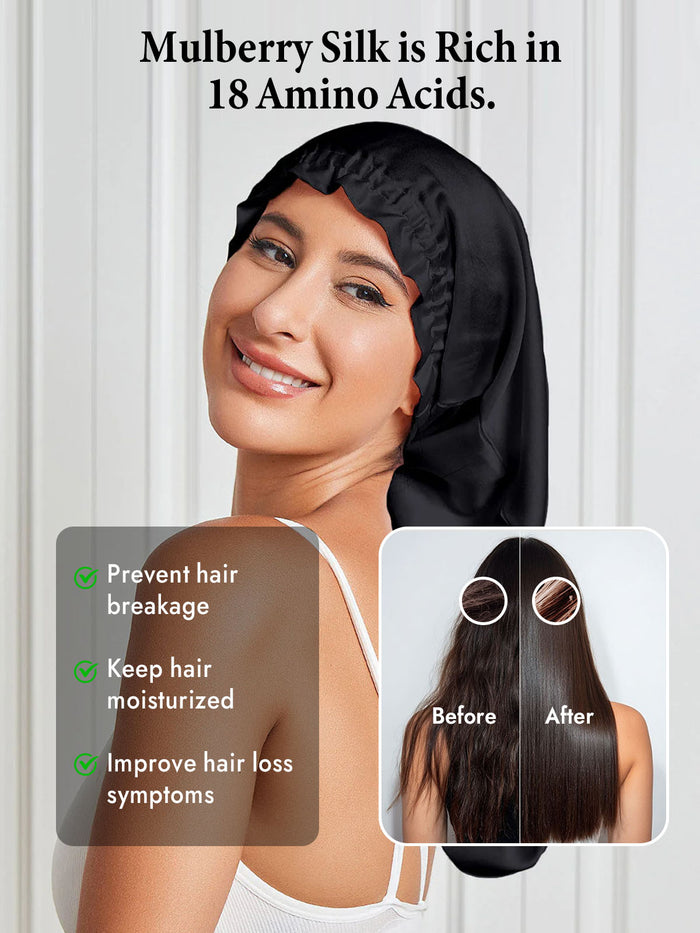 [Black] SilkSilky  Sleep Cap 003