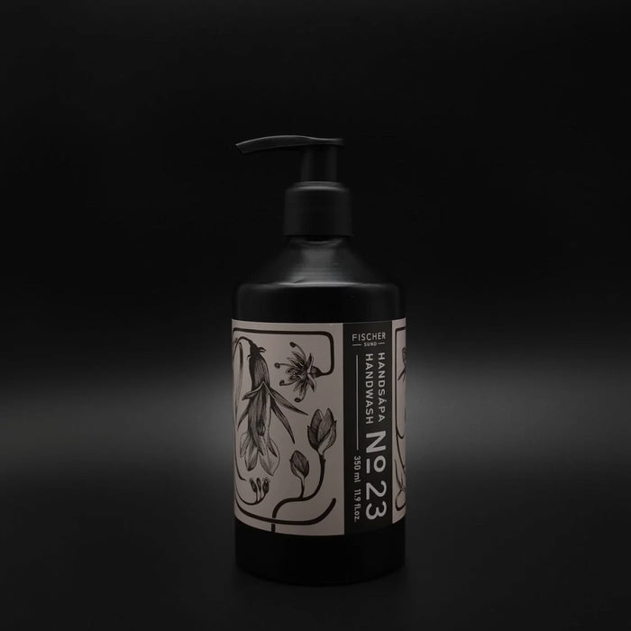 Fischersund Hand Wash in a black bottle on a black background
