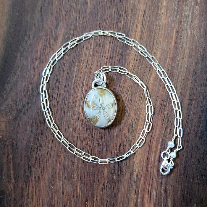 Fossilized Sand Dollar Pendant Necklace