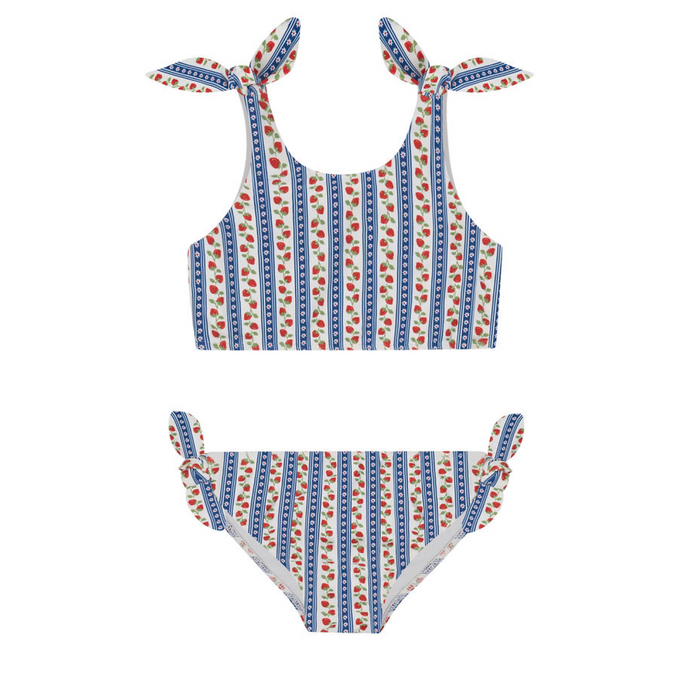 girls strawberry patch tie knot bikini
