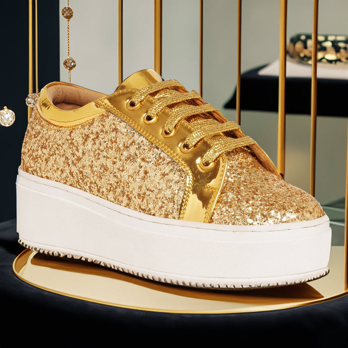 Glitterati Sneakers - Golden - The Quirky Naari