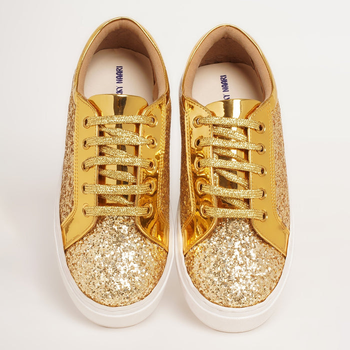 Glitterati Sneakers - Golden - The Quirky Naari