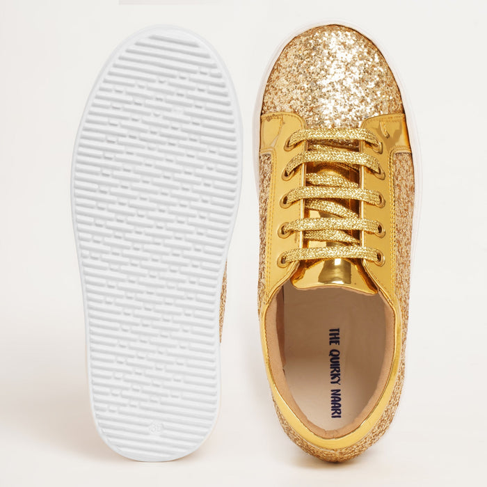 Glitterati Sneakers - Golden - The Quirky Naari