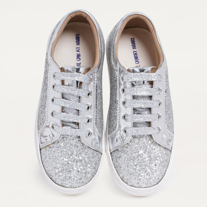 Glitterati Sneakers - Silver - The Quirky Naari