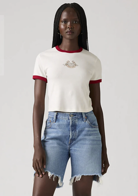 Graphic Mini Ringer Tee - Good Luck Horses