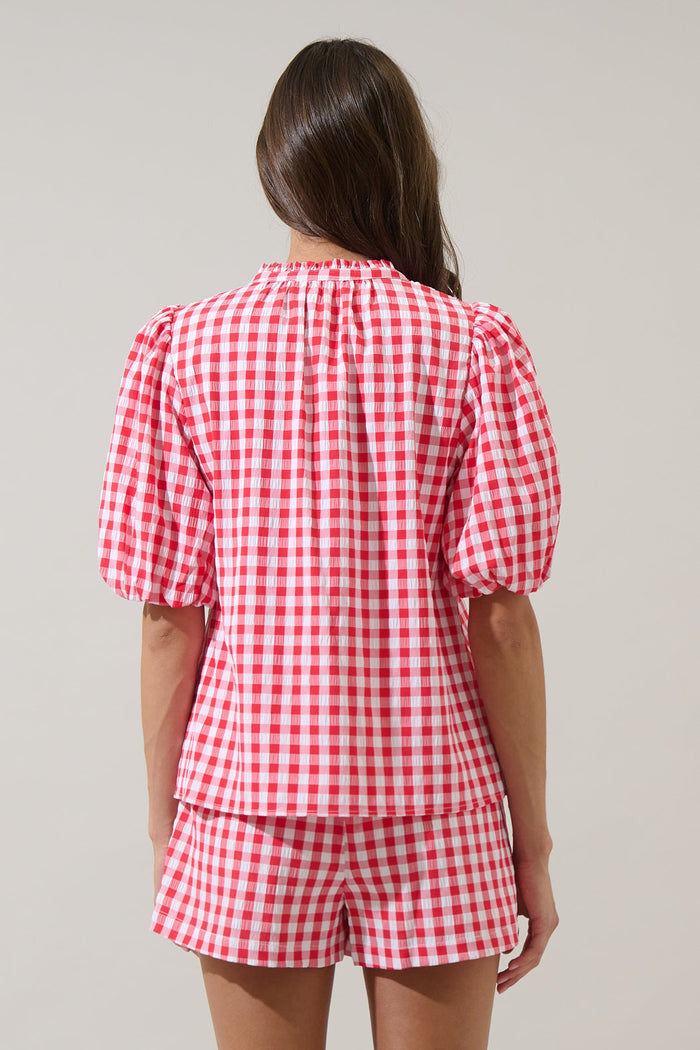 Gretna Ruffle Blouse Gingham