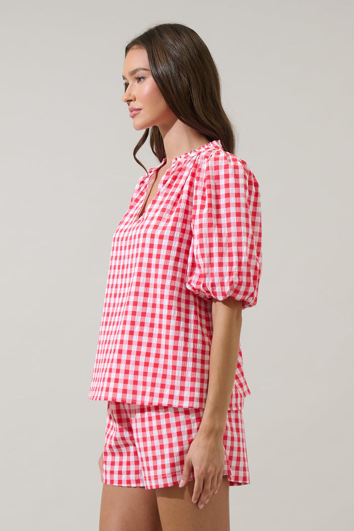 Gretna Ruffle Blouse Gingham