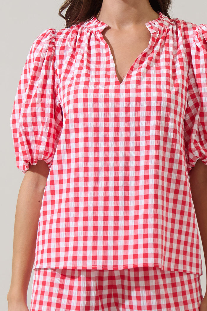 Gretna Ruffle Blouse Gingham