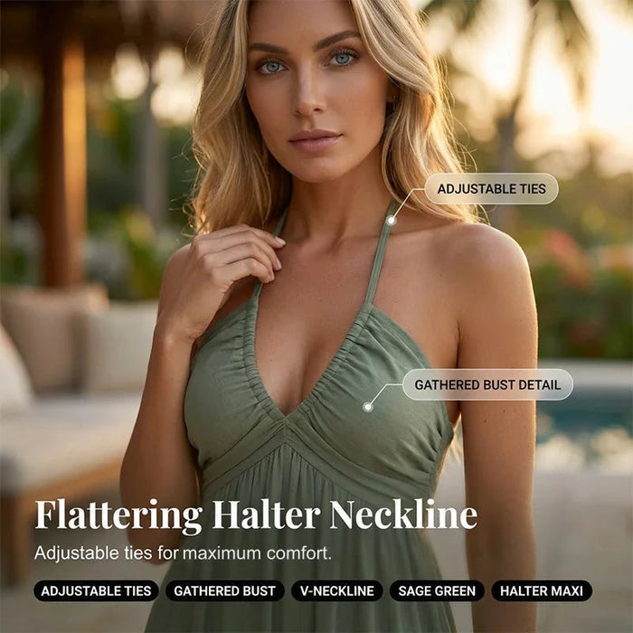 Halter Neck Backless Maxi Dress