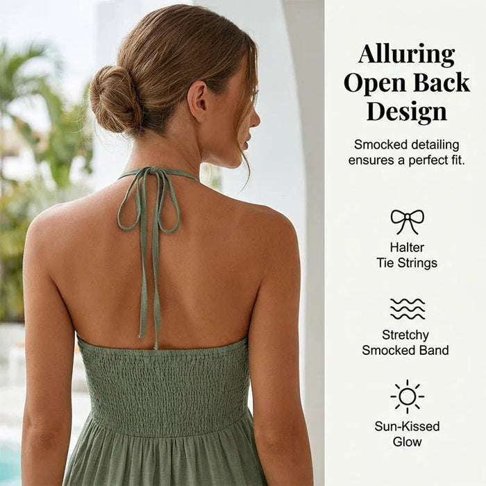 Halter Neck Backless Maxi Dress