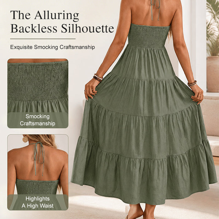 Halter Neck Backless Maxi Dress